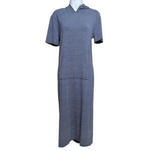Life is Good Dress Womens M Maxi Hoodie Classic Fit Striped Pockets Coverup New